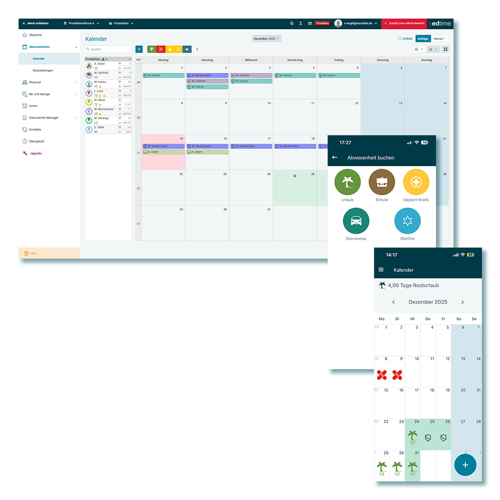 Urlaubsplanung - Zeiterfassung 2 edtime screens urlaub vorteile Urlaubsplanung - Zeiterfassung